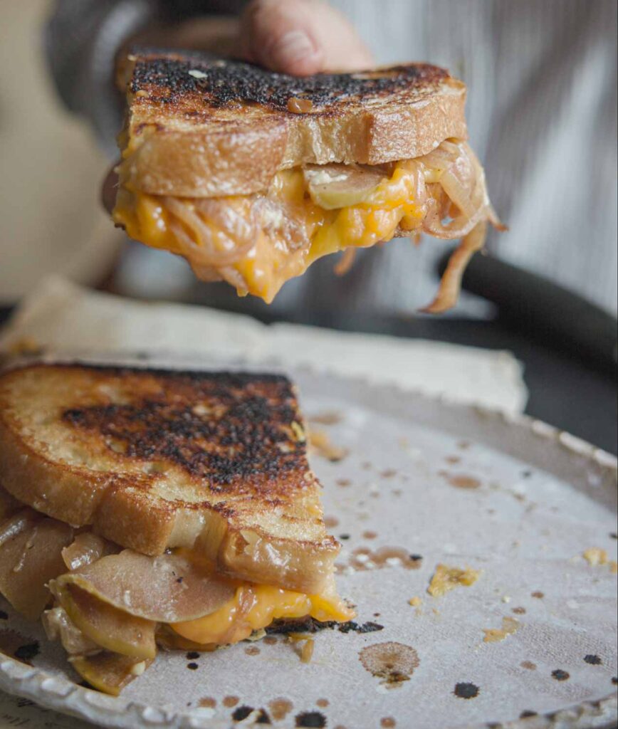 close up image of vegan grilled cheese